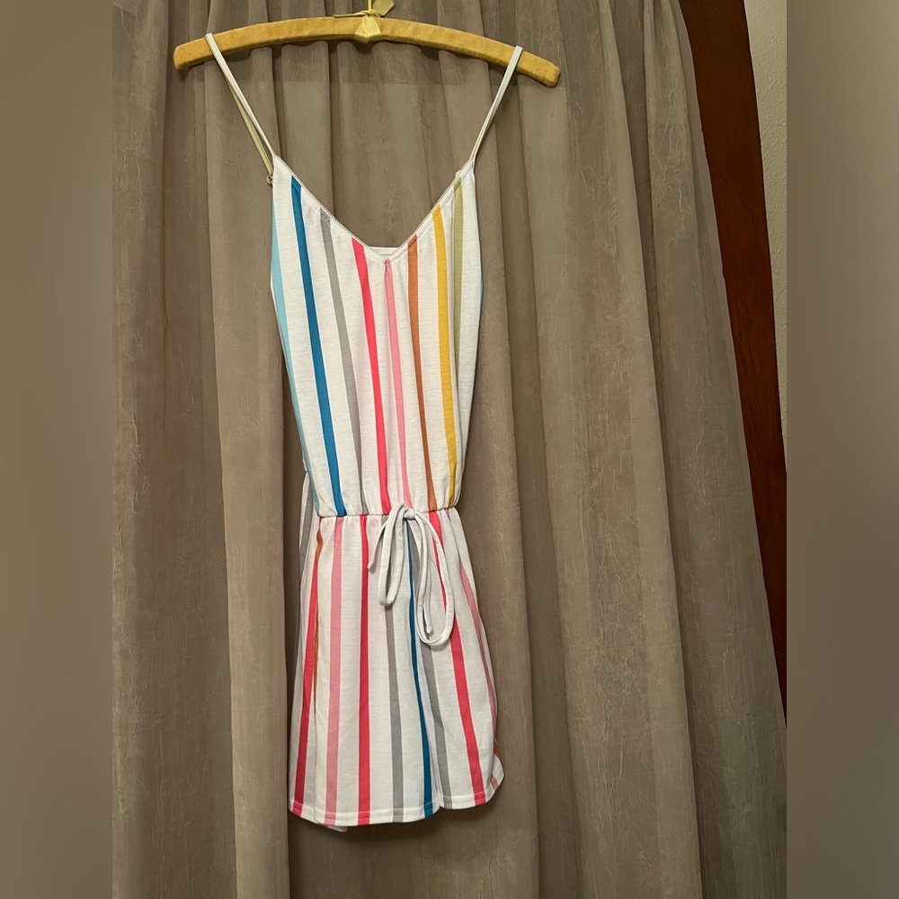Multicolor rainbow stripe romper ModCloth